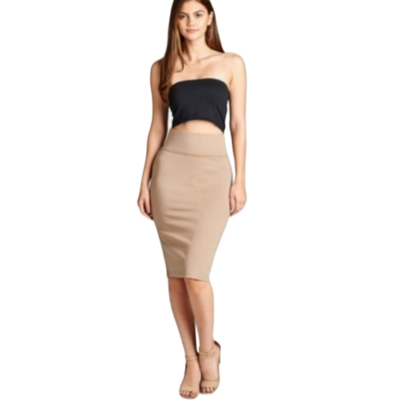 NWT Classic Fitted Rib Midi Knit Skirt - Picture 2 of 5